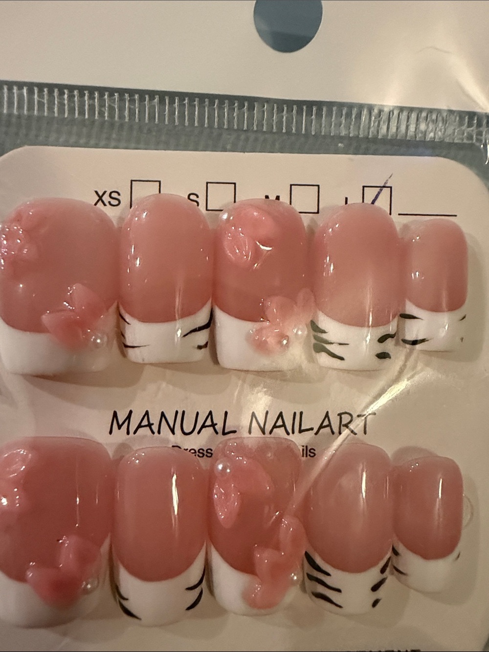 Pink Floral French Press-On Nail Set